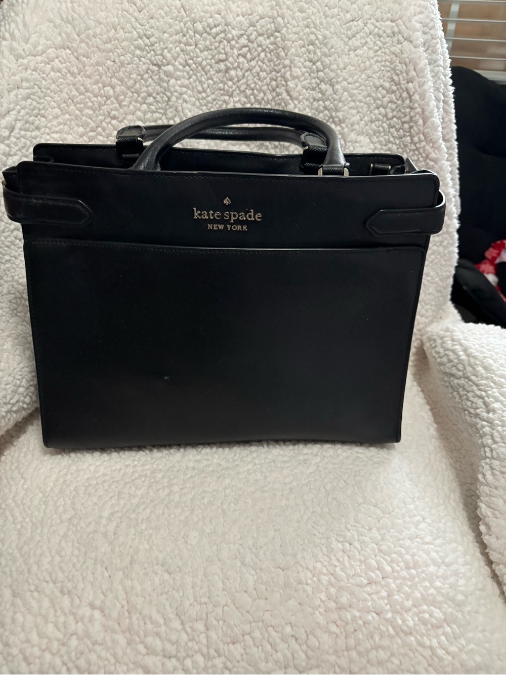 kate spade Black Structured Leather Briefcase Tote